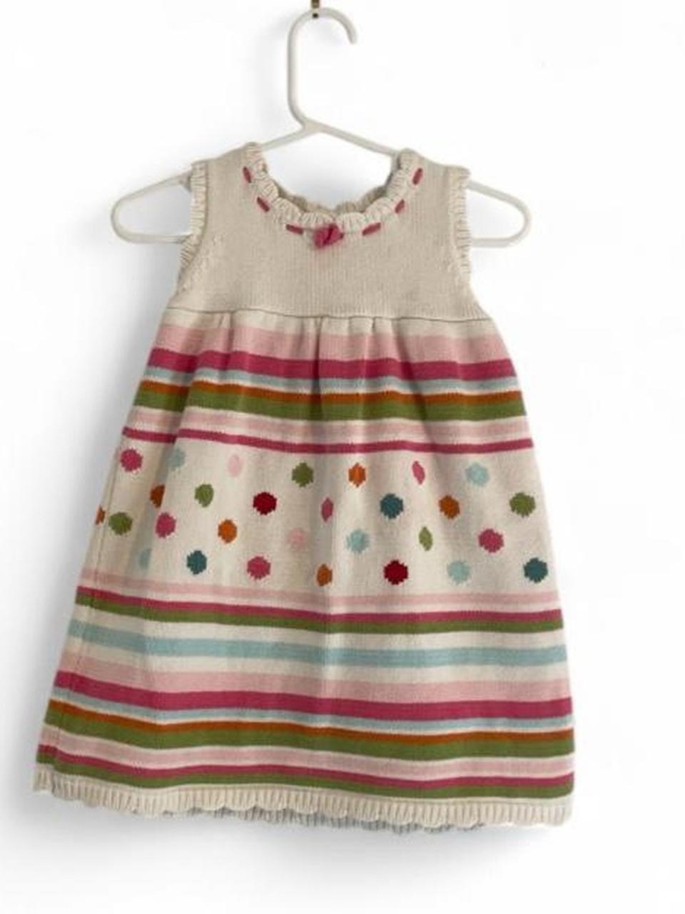 Gymboree 12-18 Months 100% Cotton White Pastel Sleeveless Sweater Dress Stripe